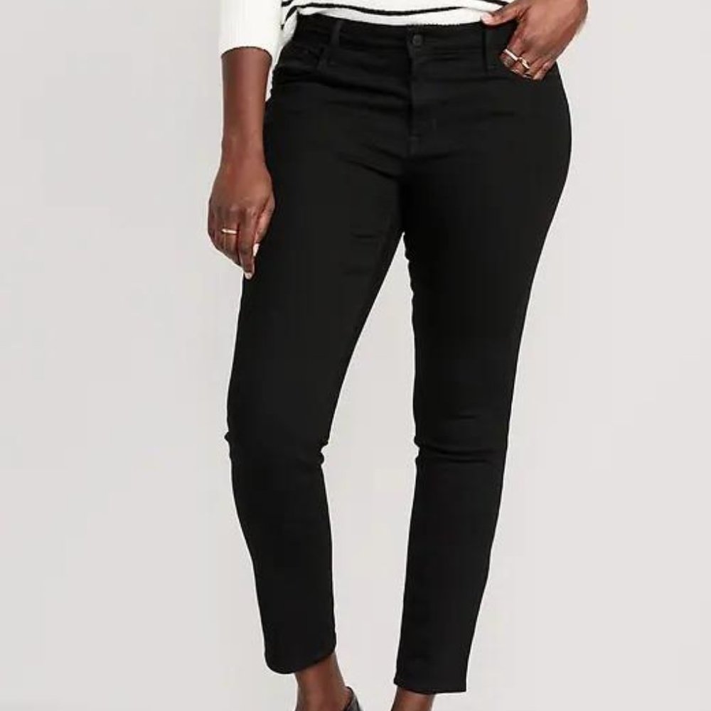 Old Navy Mid-Rise Pop Icon Black-Wash Skinny Jeans for Women New - Picture 4 of 5